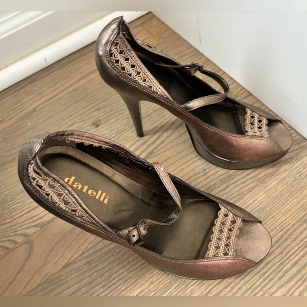 Bronze Peep-Toe Heels